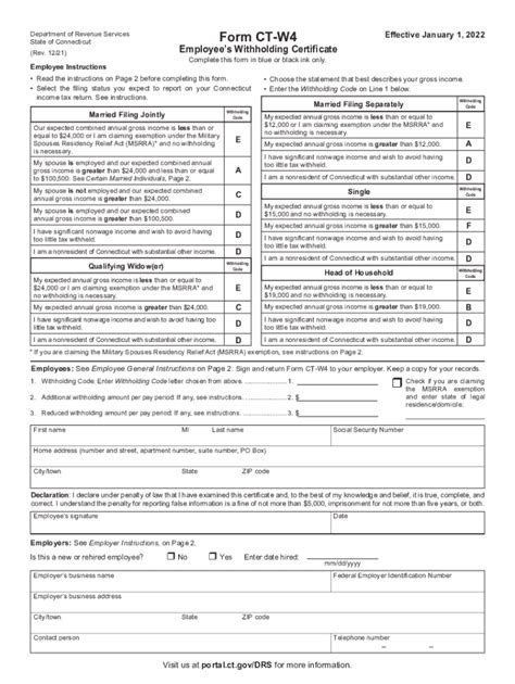 Ct W4 2023 Form Printable Forms Free Online