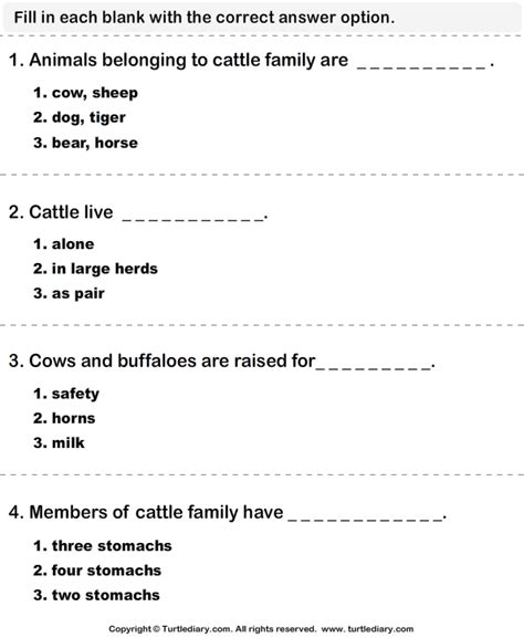 Our large collection of science worksheets are a great study tool for all ages. Cattle Questions Worksheet - Turtle Diary