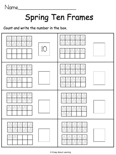 Ten Frame Subtraction First Grade