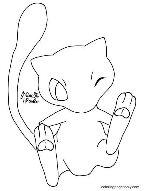 Mew Coloring Page Printable Pictures For Coloring Of Cute Pokemon From