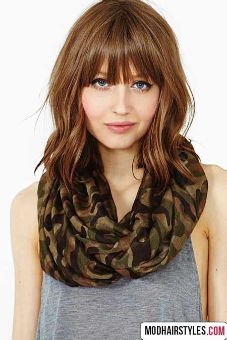 15 Pics Of Medium Length Hairstyles With Bangs And Layers