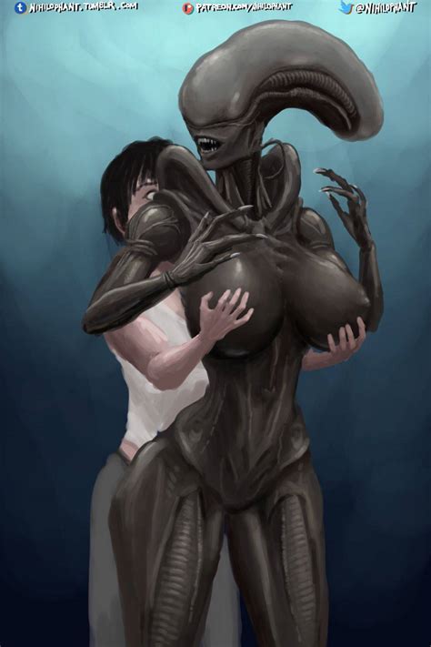rule 34 alien franchise alien girl ass big breasts breast grab dark skinned female female