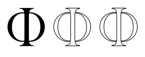 Phi Greek Letter Vector Icon Set Isolated On White Backgroundphi