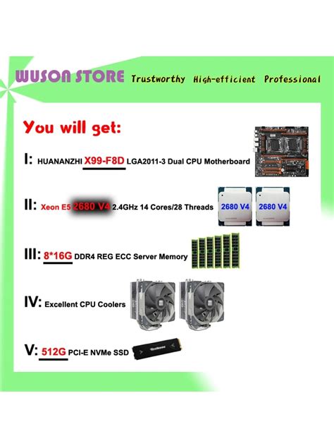 Huananzhi X99 F8d Lga2011 3 Motherboard With 512g M 2 Nvme Ssd Dual Xeon Processor E5 2680 V4
