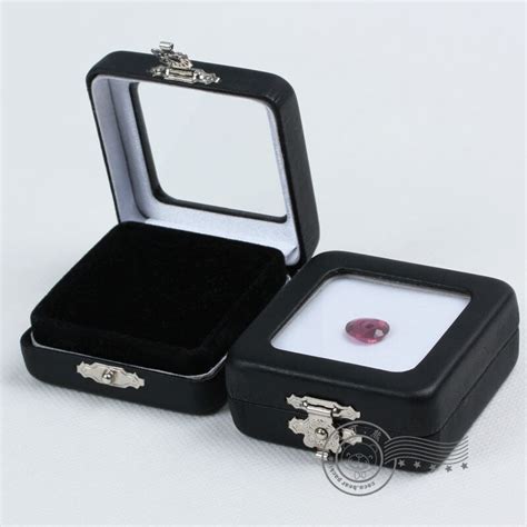 6pcsgroup Black Leather Diamond Box 55 55 24 Mm Gem Display Boxes