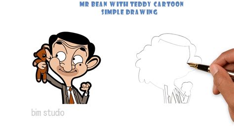How To Draw Mr Bean With Teddy Cartoon Tutorial For Kids Youtube