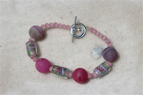 Pink Beaded Bracelet By Craftcovetrinkets On Etsy Pink Beaded
