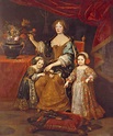 1672 Elisabeth-Charlotte of the Palatinate with her two-children ...