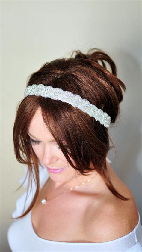 Bridal Headband Ivory Wedding Headband Wedding Rhinestone Crystal Bridal Hair Band Vintage Head