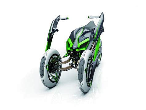 A futuristic motorbike fueled on electricity. motorcycle.com - Kawasaki J Electric Three-Wheeler ...