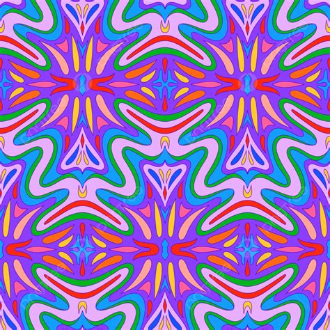 Hand Drawn Groovy Psychedelic Vector Seamless Pattern Design Background