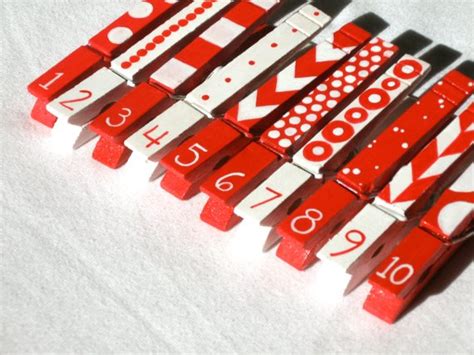 Numbered Clothespins Hand Painted Red Orange Blue Desk Accessories