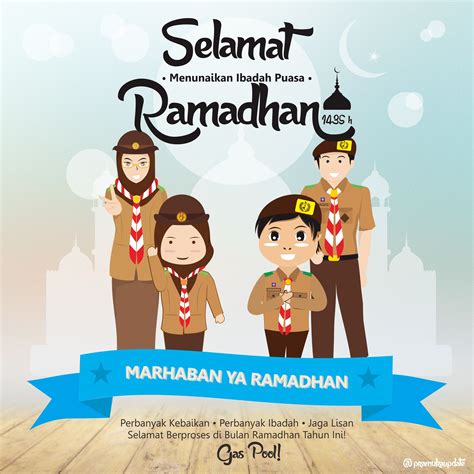 Selamat Menunaikan Ibadah Puasa Ramadhan Pramuka Kartun Ilustrasi