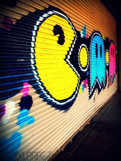 Pacman Graffiti Bright Color Downtown Graffiti By Pxlprfct On Etsy 15