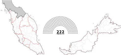 Malaysia Blank Map Parliamentary Constituencies 2018 Clip Art Image