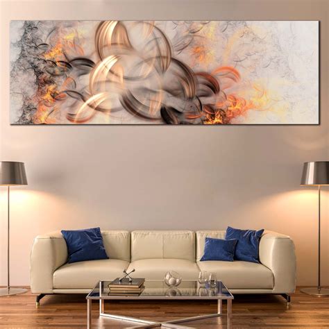 Beautiful Abstract Canvas Wall Art Orange White Abstract Elegant Illu