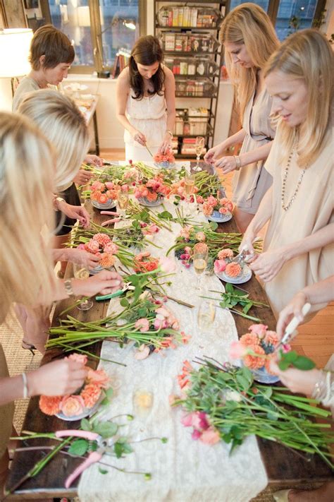 Flower Arranging Party From Gabriella New York Bridal Shower Flowers