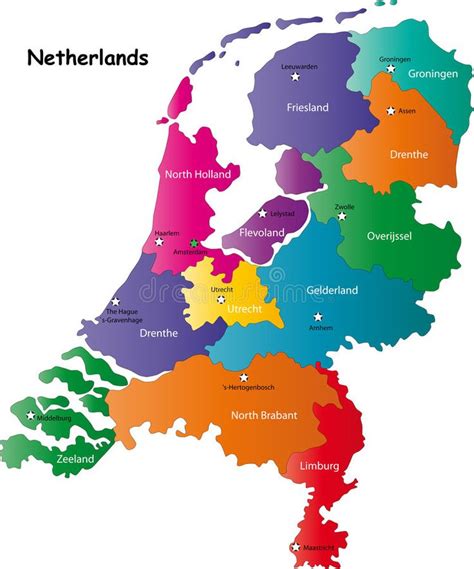 netherlands map designed in illustration with the regions colored in bright col ad regions