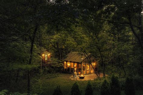 Cabin In The Woods At Night Hd Wallpaper Background Image 2158x1439