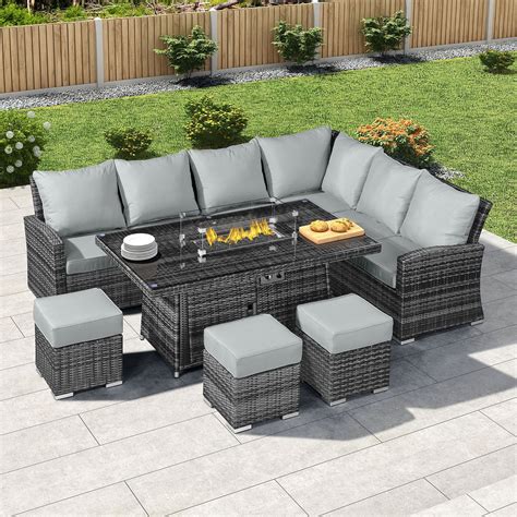 Elevated dining sets like this one are perfect for smaller rooms where floor space is hard to come by. Cambridge Right Hand Casual Dining Corner Sofa Set with ...