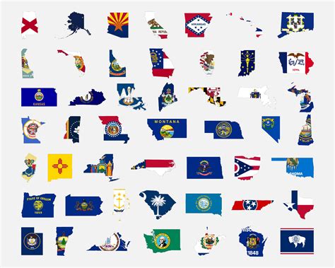 50 Usa State Flag Map Set Estados Unidos De América Eeuu Etsy