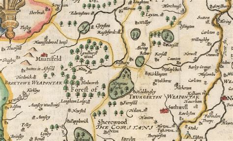 Old Map Of Nottinghamshire 1611 By John Speed Nottingham Etsy Uk