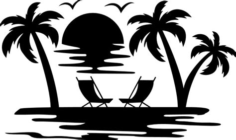 Palm Trees Beach With Adirondack Chairs Svg Palm Trees Svg Sunset The