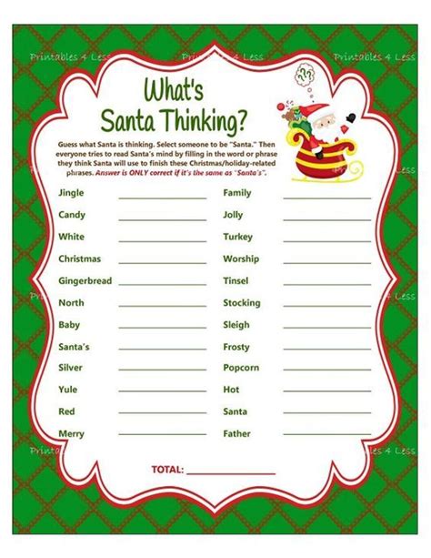 Christmas Game Whats Santa Thinking Christmas Word Etsy Christmas