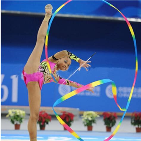 1014pcs Gym Dance Ribbon Rhythmic Gymnastics Streamers Twirling Rod Strap Rabattaktivität