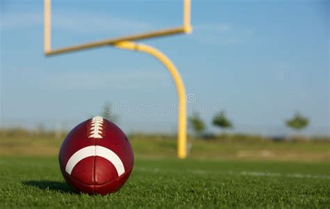 American Football With Goal Posts Stock Image Image Of High Field