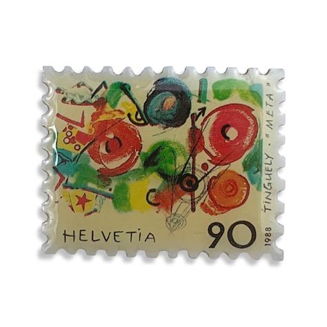 Vintage Swiss Post Stamp Pin Helvetia Stamp 90 1988 Gem