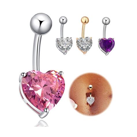 Jewelry Watches Love Heart Flower Dangle Charm Belly Navel Bar Ring
