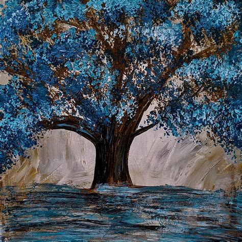 Blue Tree Painting By Rebecca Naomi Davis Fine Art America