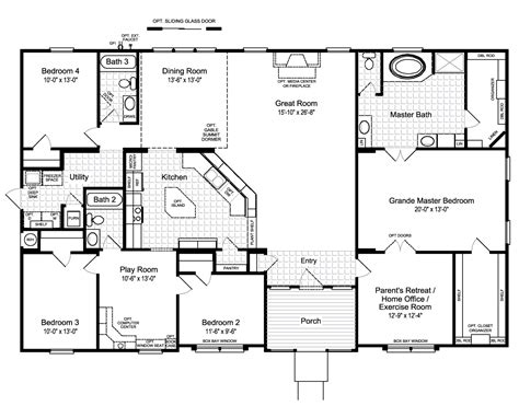 Floor Plan The Hacienda Ii Vrwd A Or Vr A Modular Home Floor Plans Manufactured Homes