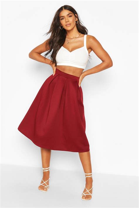 Boohoo Womens Beau Box Pleat Midi Skirt Ebay
