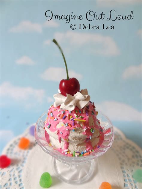 Fake Ice Cream Sundae Vanilla With Pink Sauce And Sprinkles Faux Food Prop