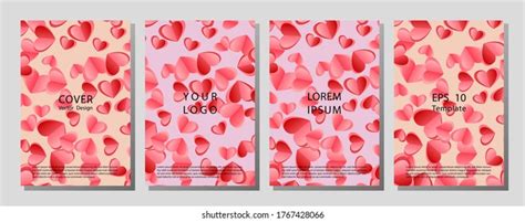 Set Happy Valentines Day Posters Template Stock Vector Royalty Free
