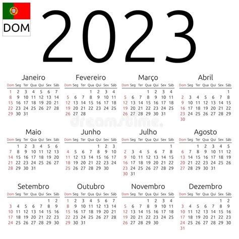 Calendar 2023 Portuguese Sunday Stock Vector Illustration Of Date