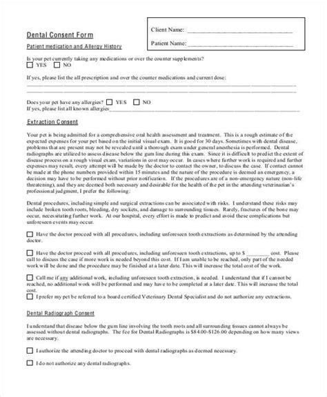 Free Dental Consent Forms In Pdf Ms Word