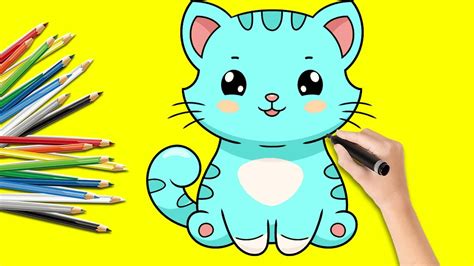 Easy Drawing How To Draw Cute Cat Easy Cat Coloring Pages Youtube