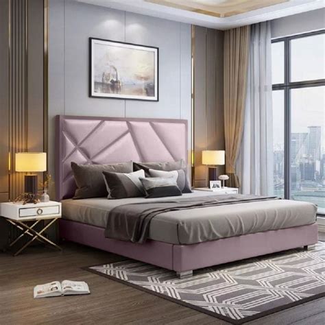Phoenix Pink Plush Velvet Bed Bedroom Furniture Beds Modern Beds