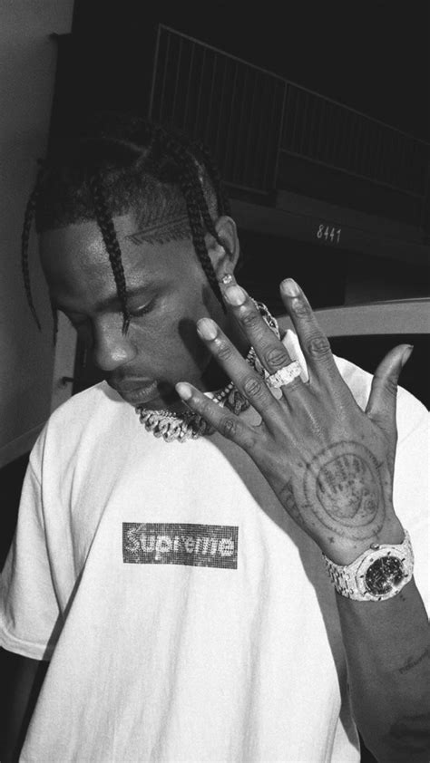 Travis Scotty Supreme Black And White Photo Wall Black And White