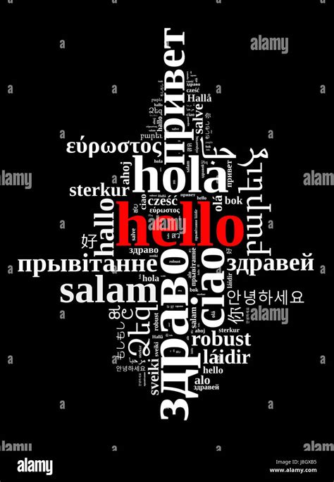 Word Hello In Different Languages Word Cloud Concept Over Dark