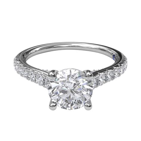 Diamond French Pavé Ring Setting with Diamond Gallery in White Gold