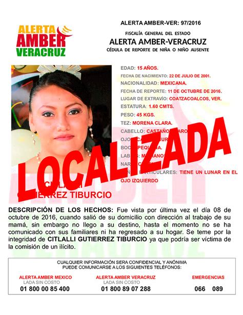 Últimas noticias de alerta amber. Desactivan Alerta Amber para Citlalli Gutierrez Tiburcio ...