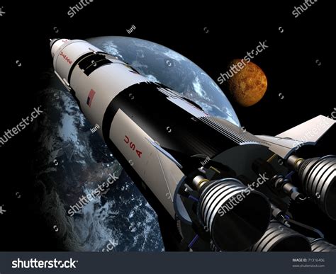 The Space Ship In Outer Space Stock Photo 71316406
