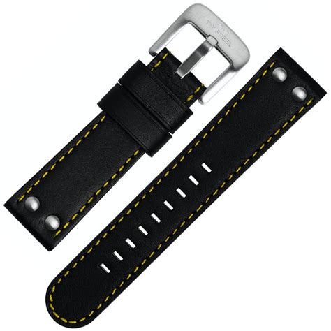 Tw Steel Watch Band Tw671 Tw673 Black Yellow Stitching 24mm