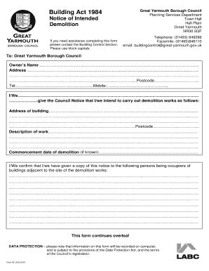 Fillable Online Demolition Notice Demolition Notice Fax Email Print