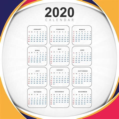 Free Vector 2020 Calendar