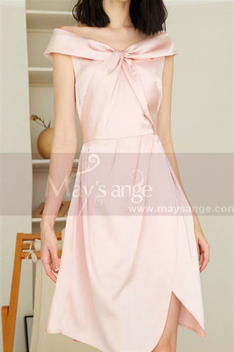Pink Short Cocktail Dress With Mock Wrap Skirt